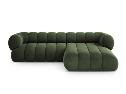 Koge — nurgadiivan (270x165x70 cm) roheline (Vogue 11) must plastik paremal