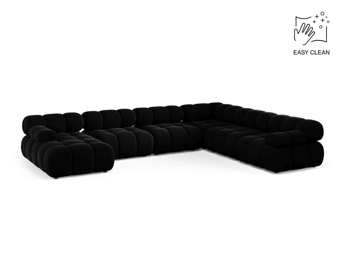 Bellis — Panoramic Sofa Black (Venus 2923) Black Plastic Right
