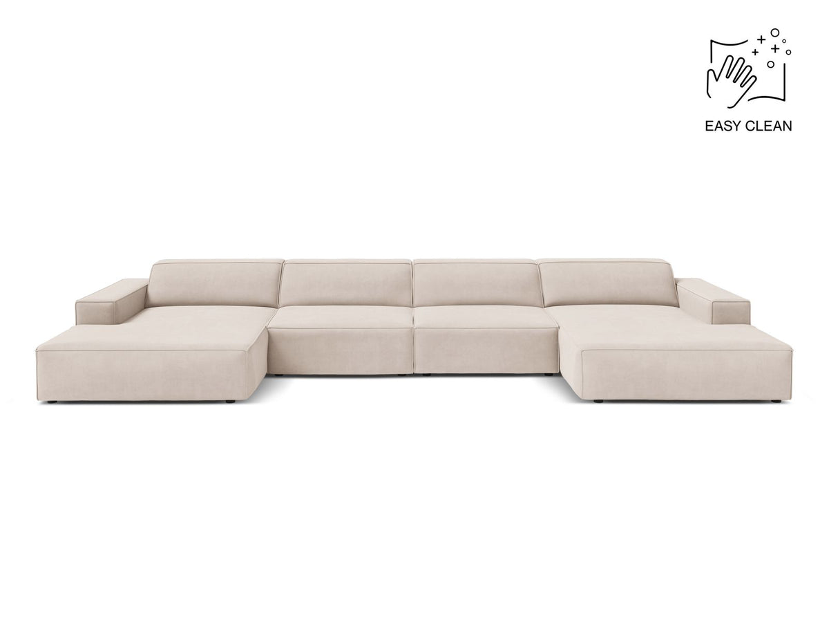 Jodie — Panoramic Sofa Light Beige (Venus 2927) Black Plastic