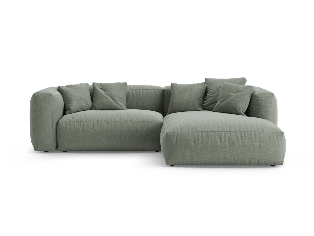 Martina — Corner Sofa Moss Green (Boston Water Green) Black Plastic Right