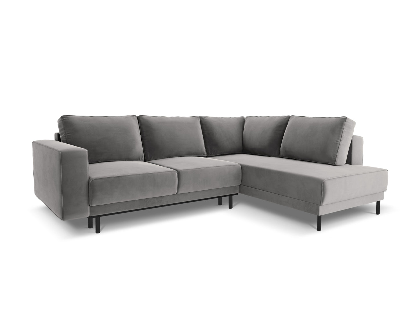 Caro — Corner Sofa Light Grey (Bluvel 13) Black Beech Wood Right