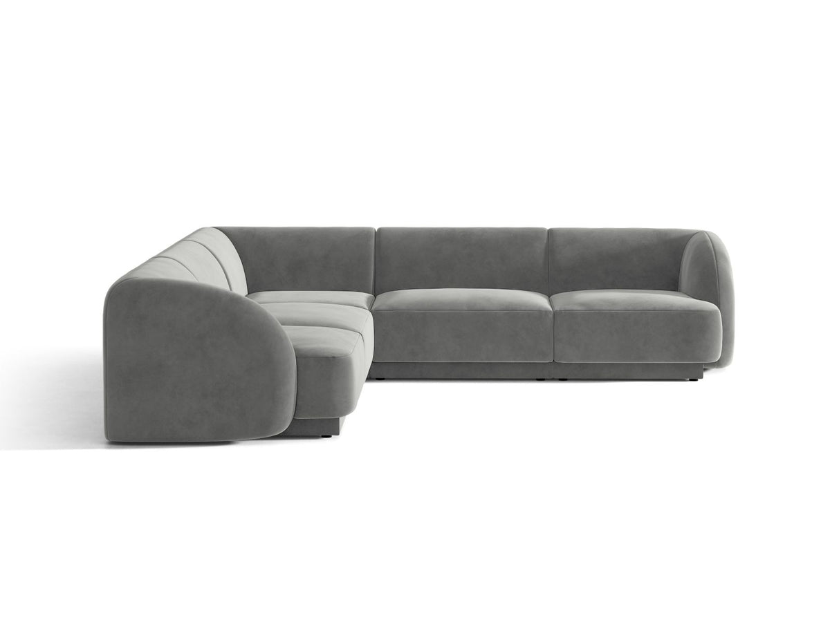 Miley — Corner Sofa Light Grey (Venus 2929) Black Plastic