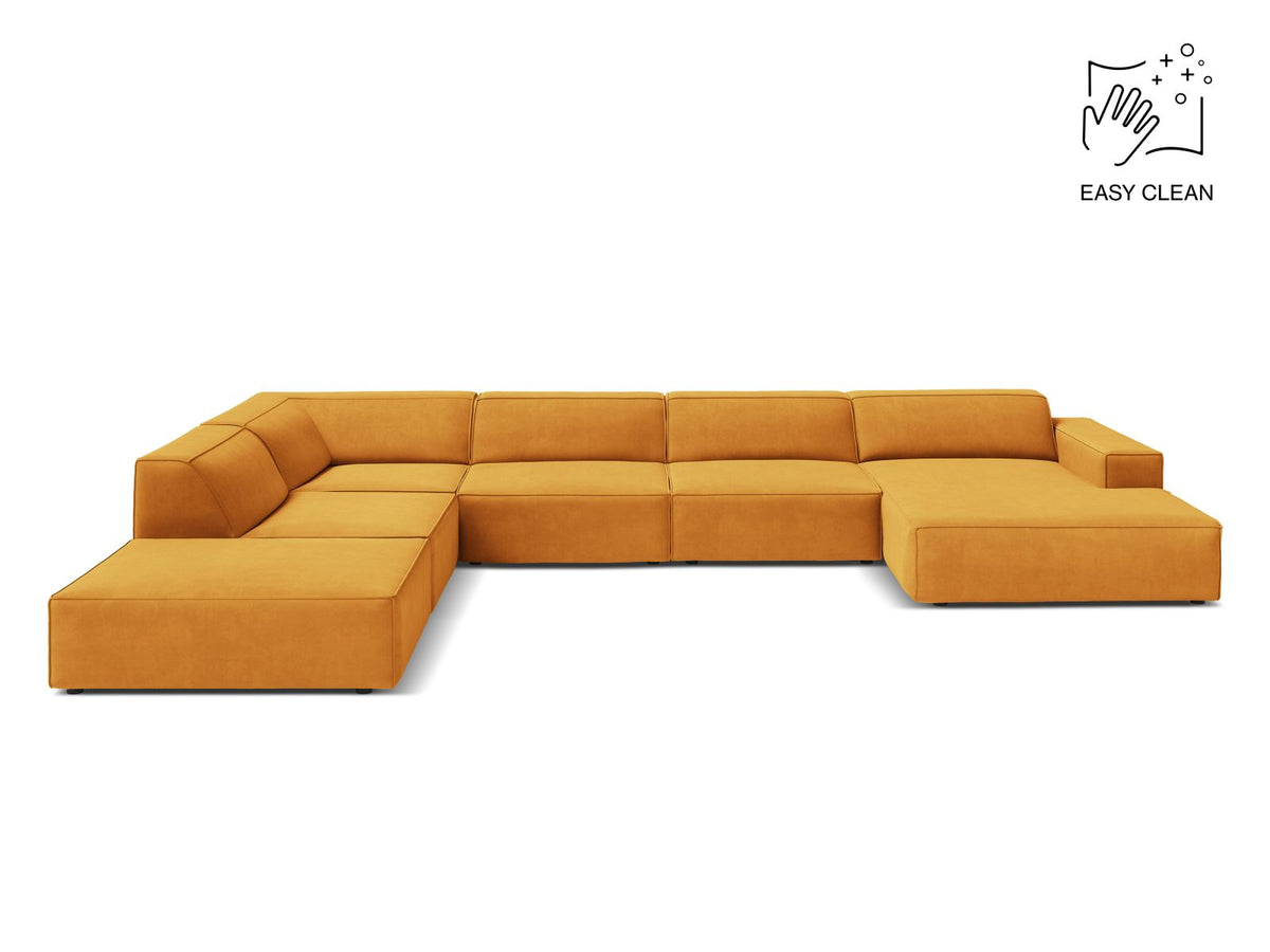 Jodie — Panoramic Sofa Yellow (Venus 2917) Black Plastic Left