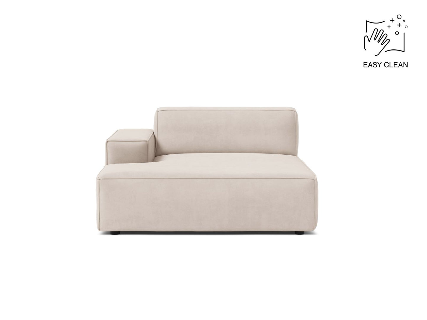 Jodie — Chaise Longue Light Beige (Venus 2927) Black Plastic Left