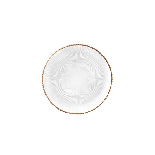 LYNN Glass Dessert Plate 21cm with Gold Rim