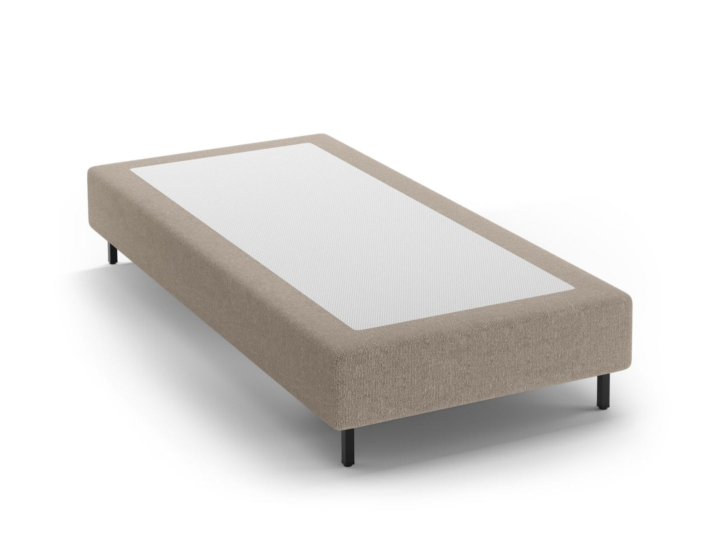 Whale — Bed Base Dark Beige (Eden 4 Beige) Black Metal