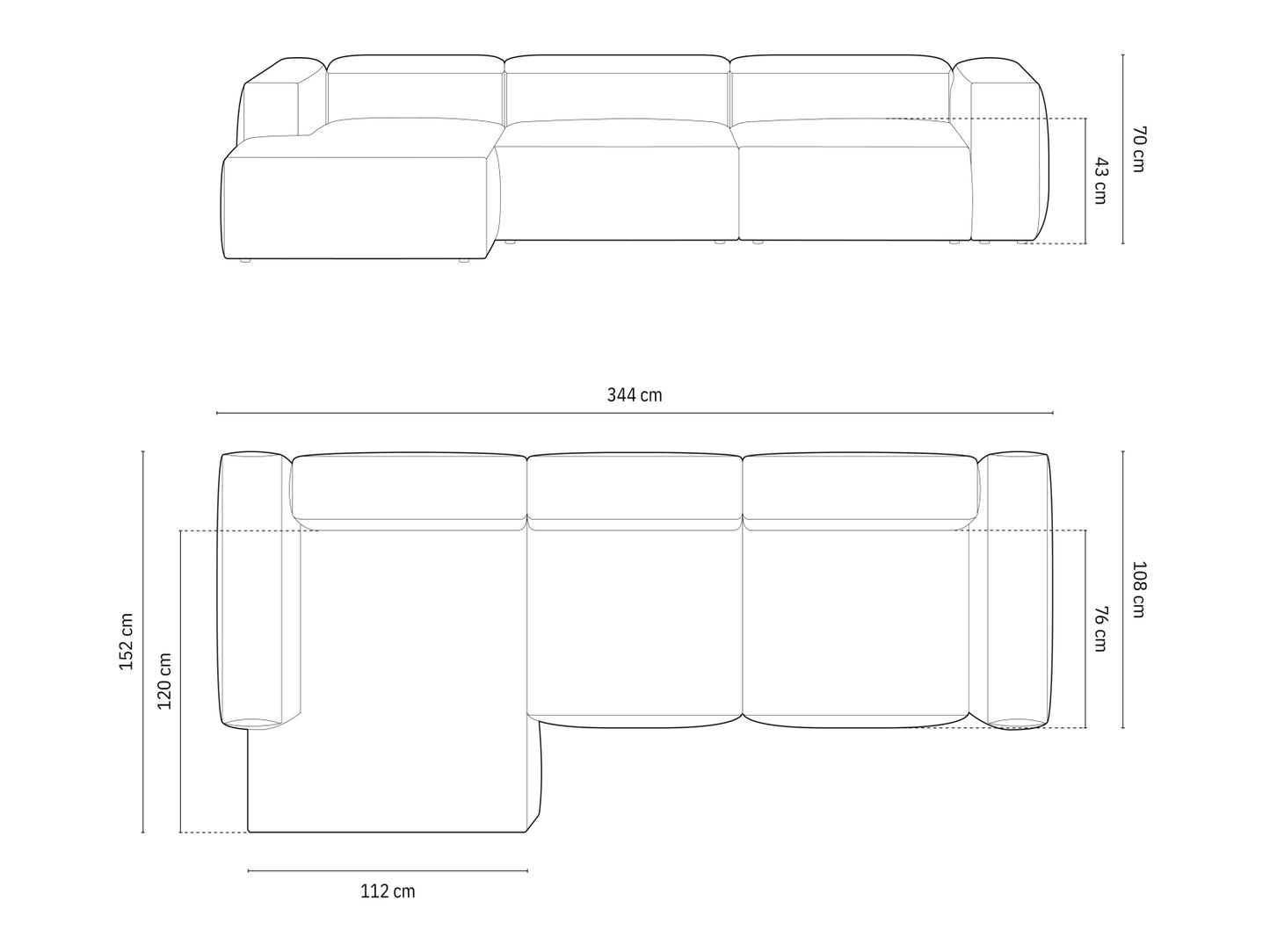 Bergamo — Corner Sofa (344x152x70 cm)