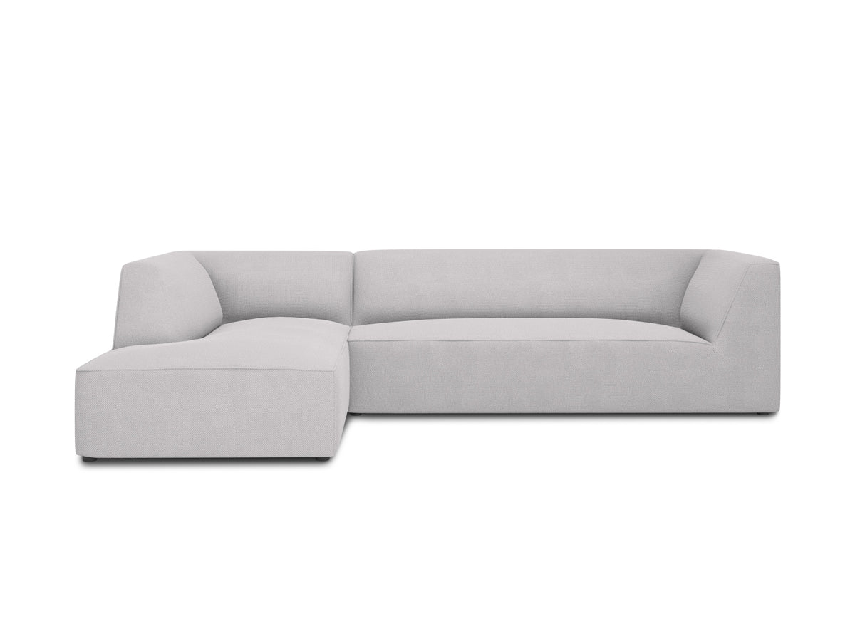Ruby — Corner Sofa Light Grey (Ottawa 9) Black Plastic Left