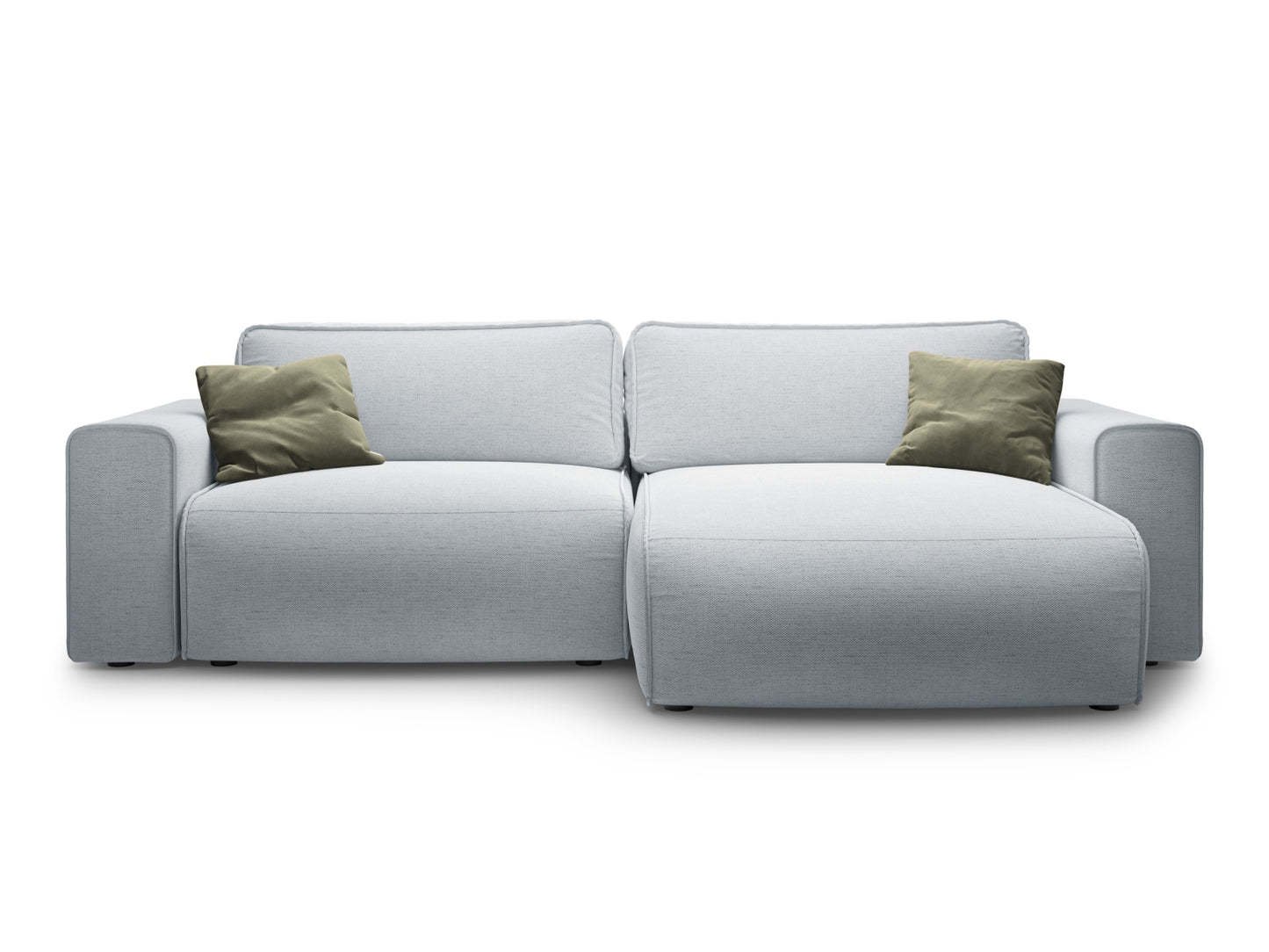 Victor — Corner Sofa Light Grey (Moly 70) Black Plastic Right