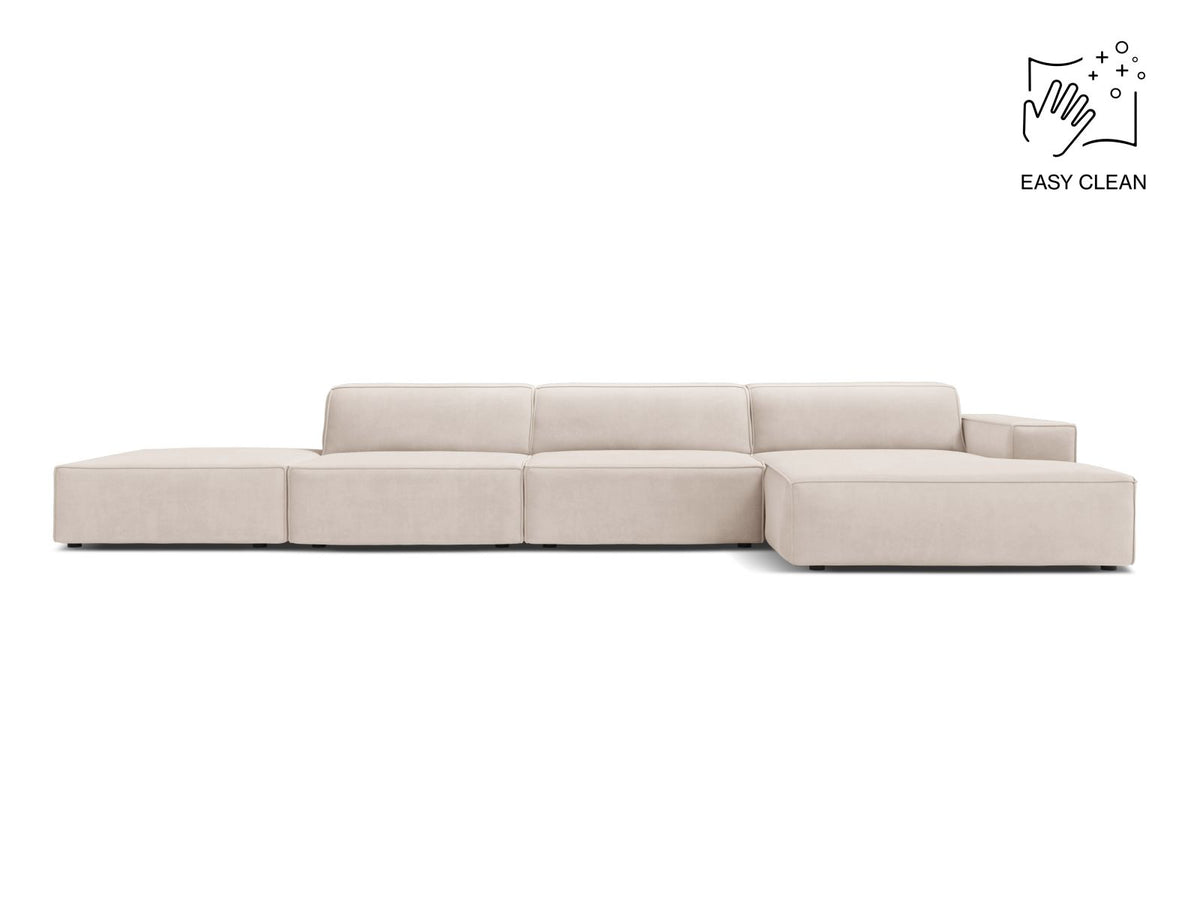 Jodie — Corner Sofa Light Beige (Venus 2927) Black Plastic Right
