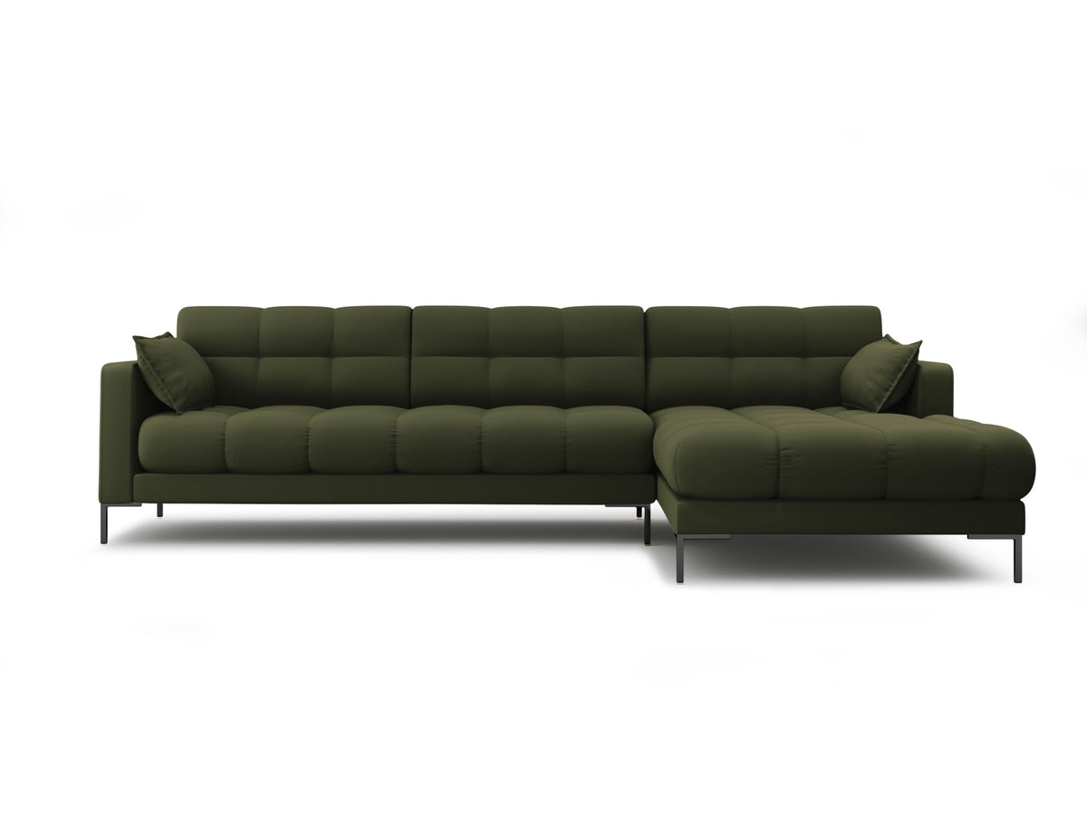 Mamaia — Corner Sofa Green (Neve 39) Black Metal Right