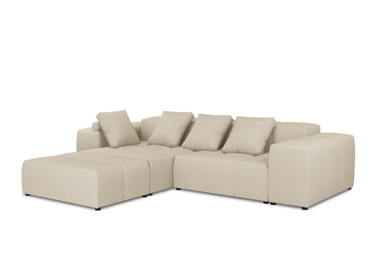 Rome — Corner Sofa Beige (BABEL TOFFEE) Black Plastic Left