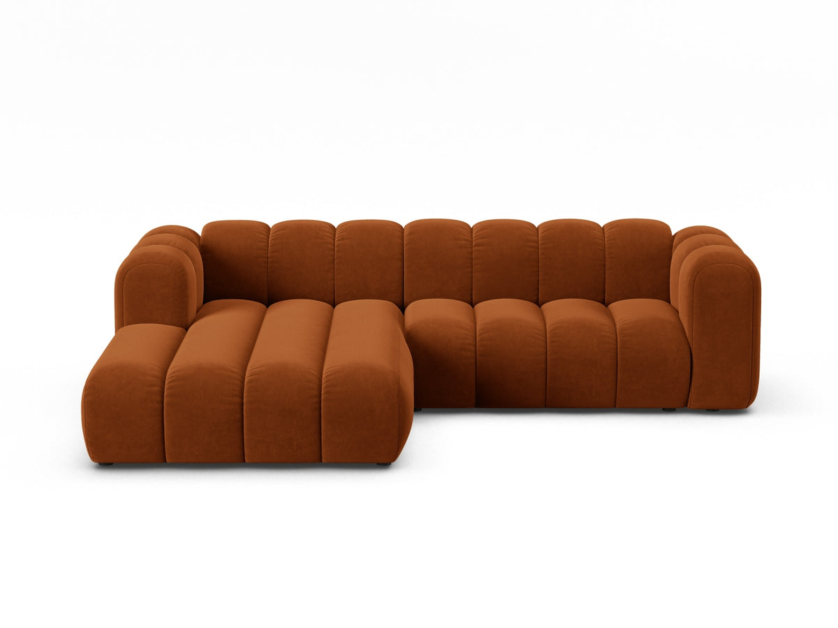 Lupine — Corner Sofa Terracotta (Salvador 14) Black Plastic Left