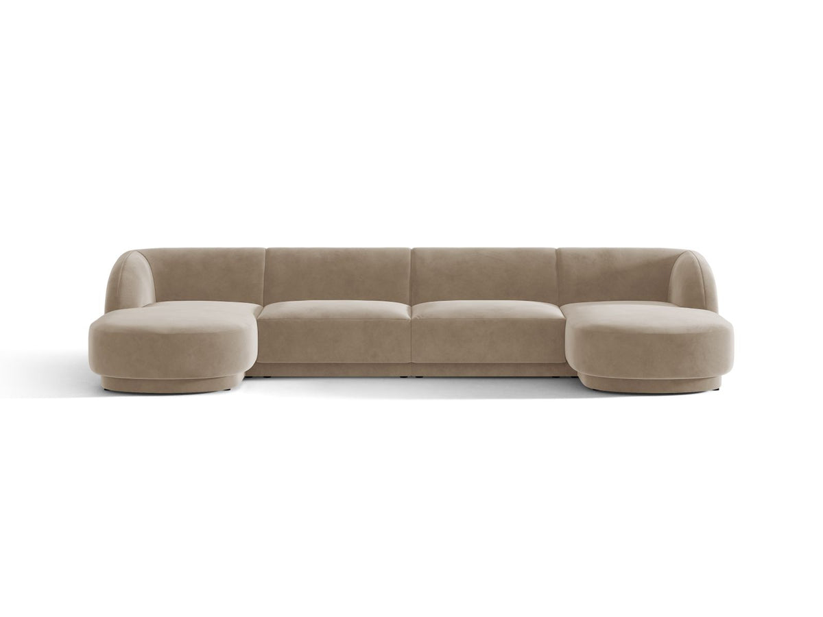 Miley — Panoramic Sofa Cappuccino (Bluvel 40) Black Plastic