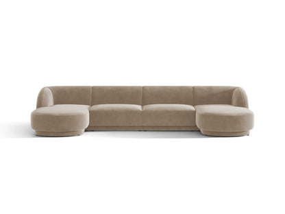 Miley — Panoramic Sofa Cappuccino (Bluvel 40) Black Plastic