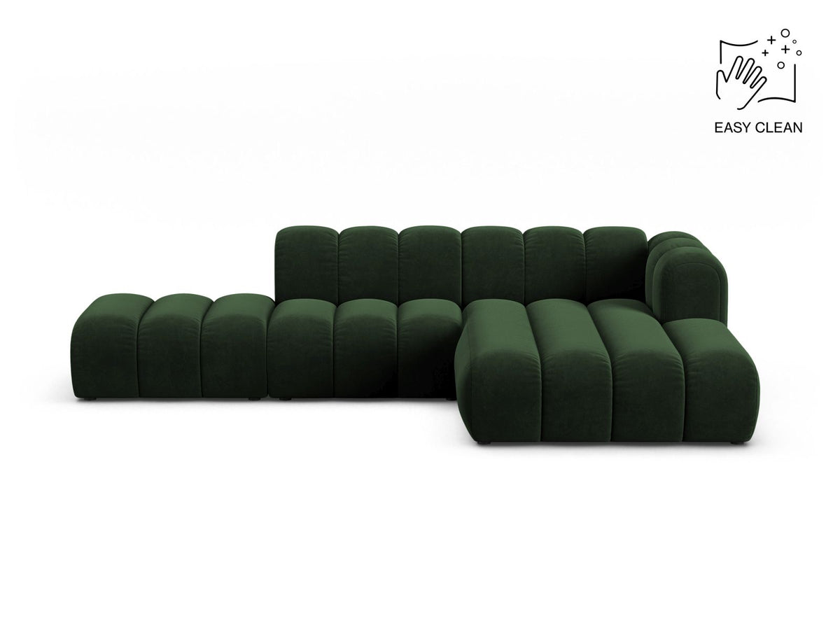 Lupine — Corner Sofa Bottle Green (Venus 2940) Black Plastic Right