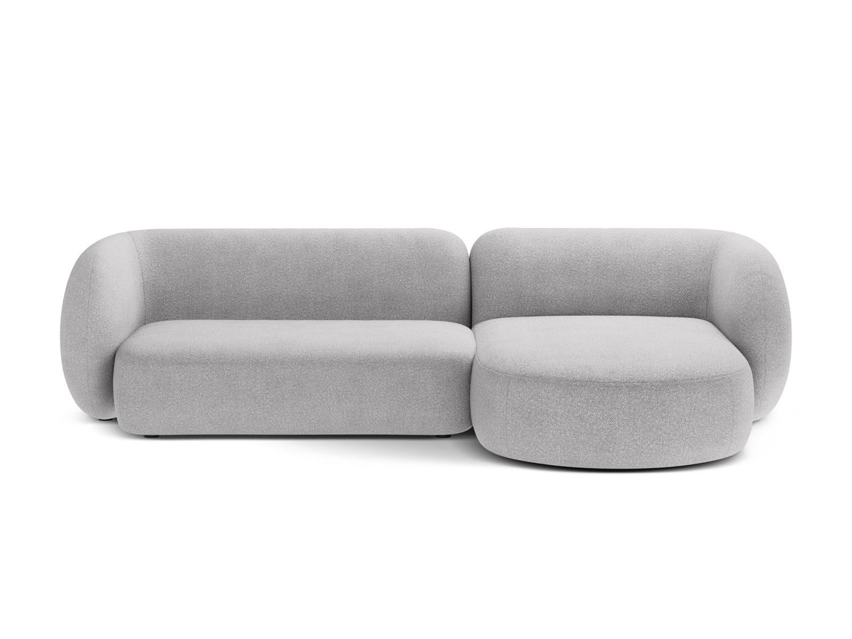 Kate — Corner Sofa Light Grey (Baloo 2085) Black Plastic Right