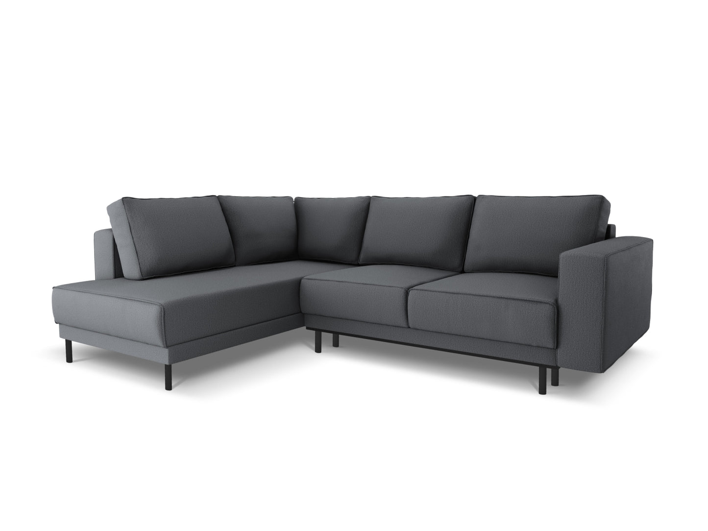 Caro — Corner Sofa Dark Grey (Megan 367) Black Beech Wood Left