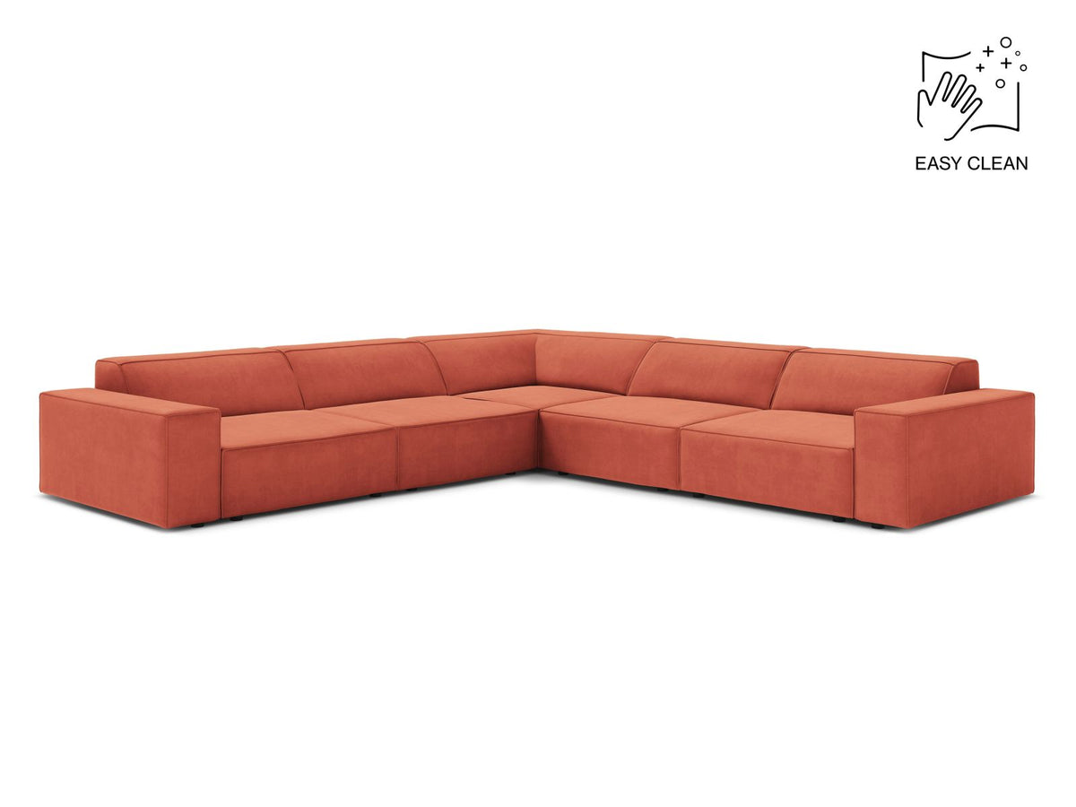 Jodie — Corner Sofa Coral (Venus 2933) Black Plastic