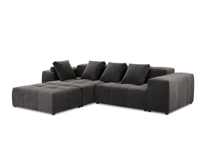 Rome — Corner Sofa Dark Grey (Salvador 18) Black Plastic Left