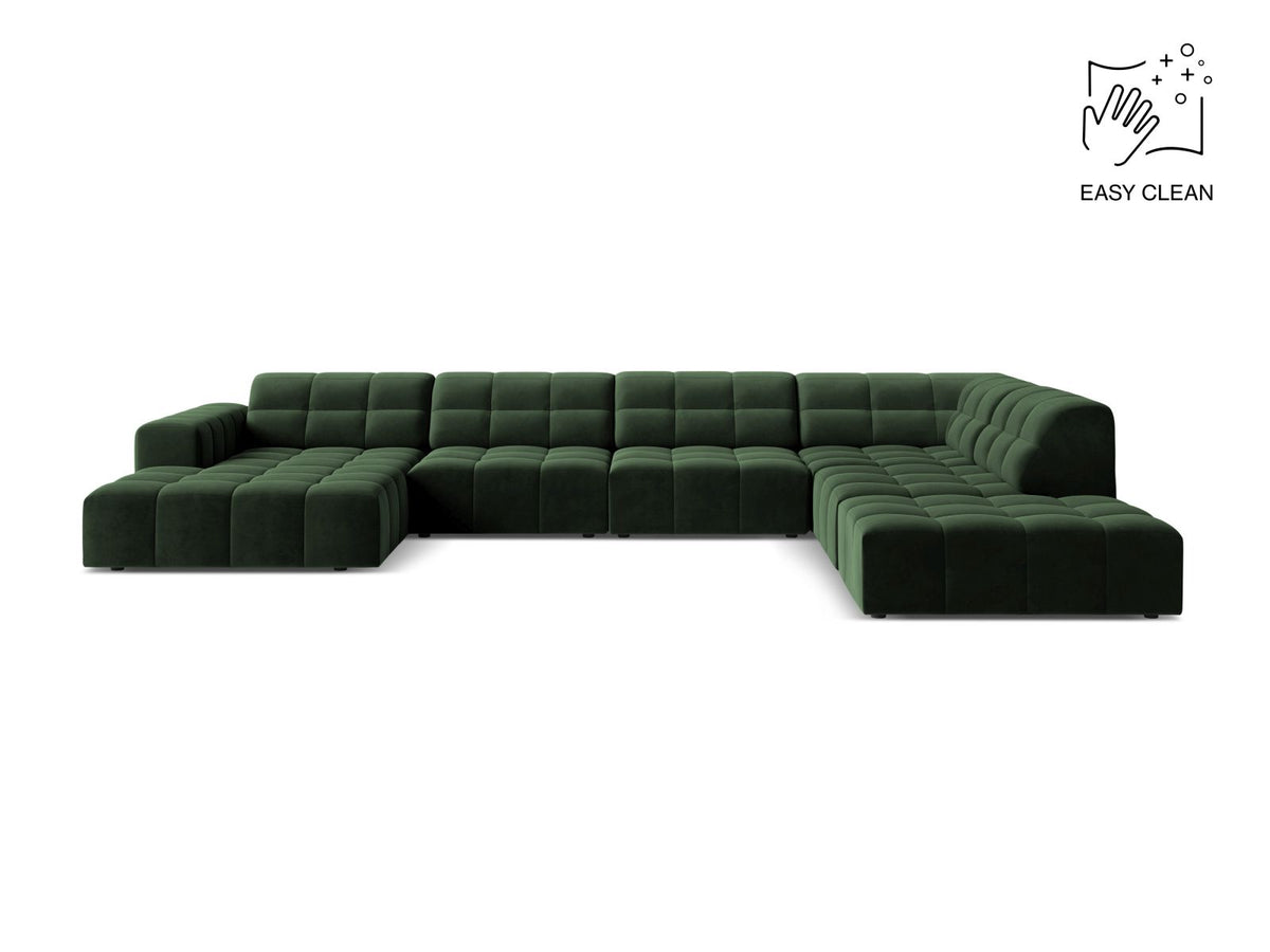 Jennifer — Panoramic Sofa Bottle Green (Venus 2940) Black Plastic Right