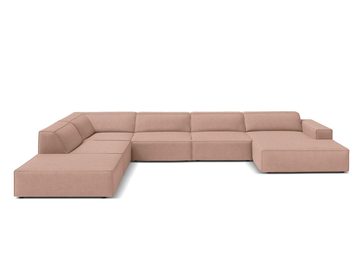 Jodie — Panoramic Sofa Powder Pink (Baloo 2072) Black Plastic Left