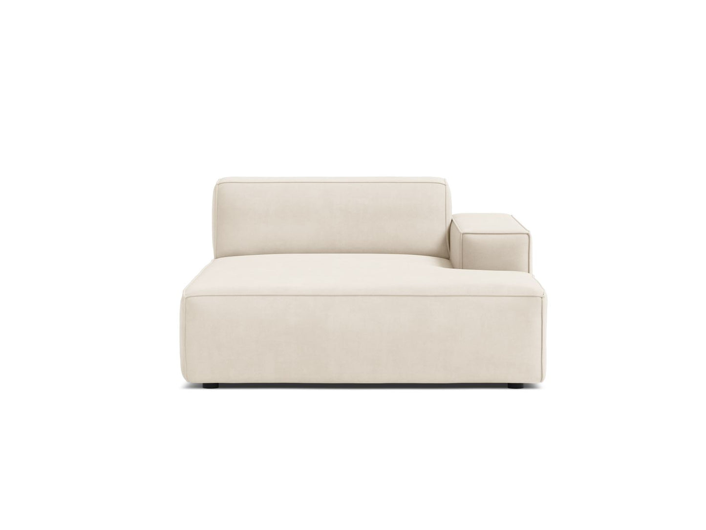 Jodie — Chaise Longue Light Beige (Bluvel 22) Black Plastic Right