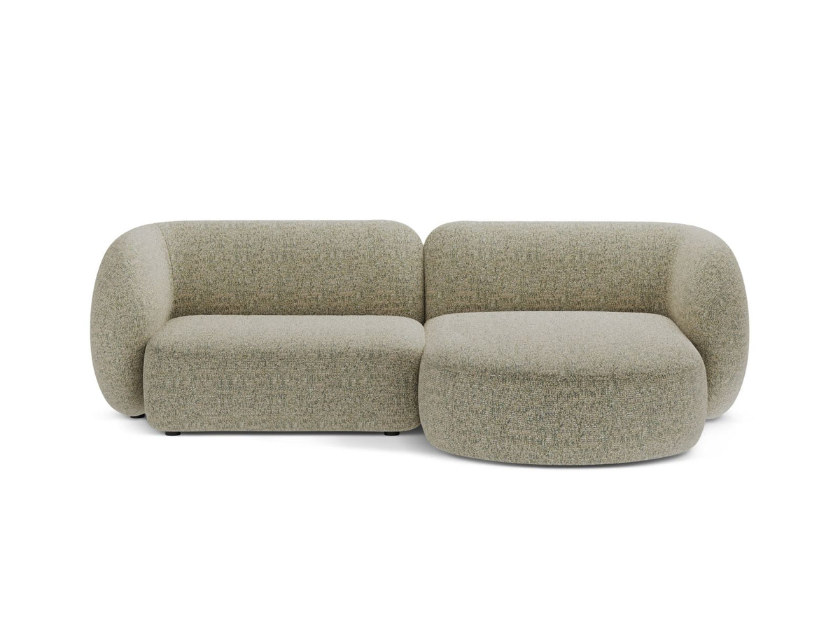 Kate — Corner Sofa Moss Green Melange (Puente 33) Black Plastic Right