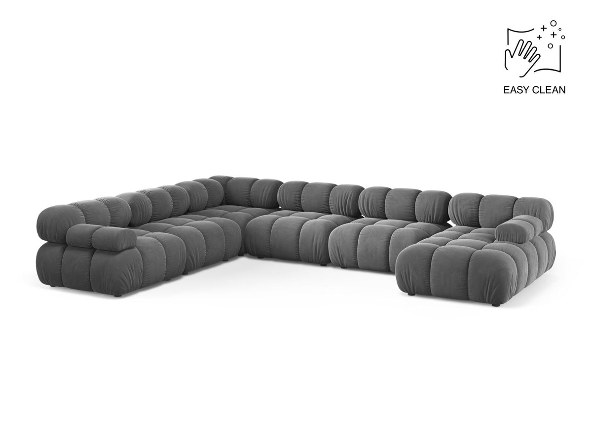 Bellis — Panoramic Sofa Light Grey (Venus 2929) Black Plastic Left