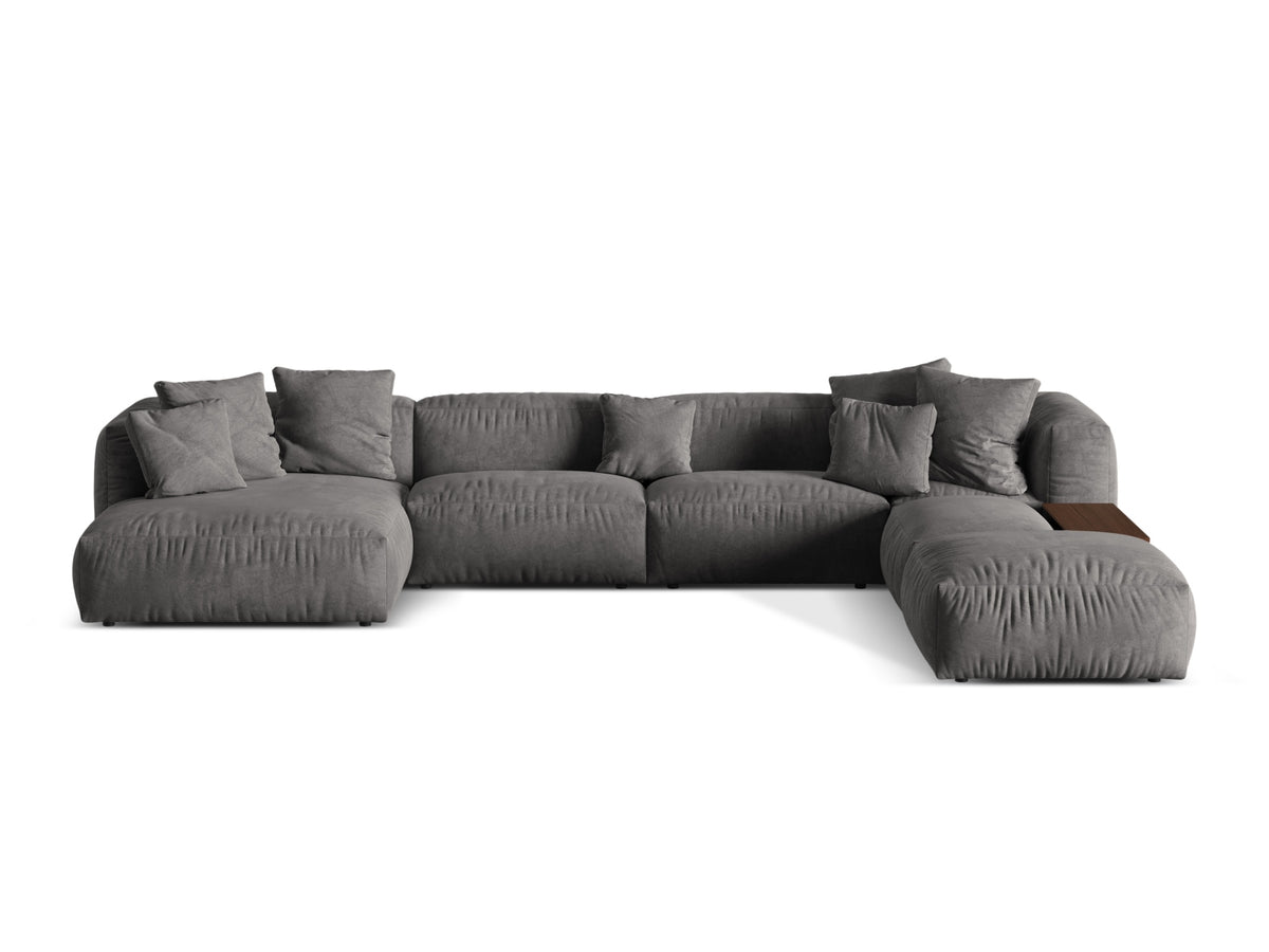 Martina — Panoramic Sofa Grey (Vogue 15) Black Plastic Right