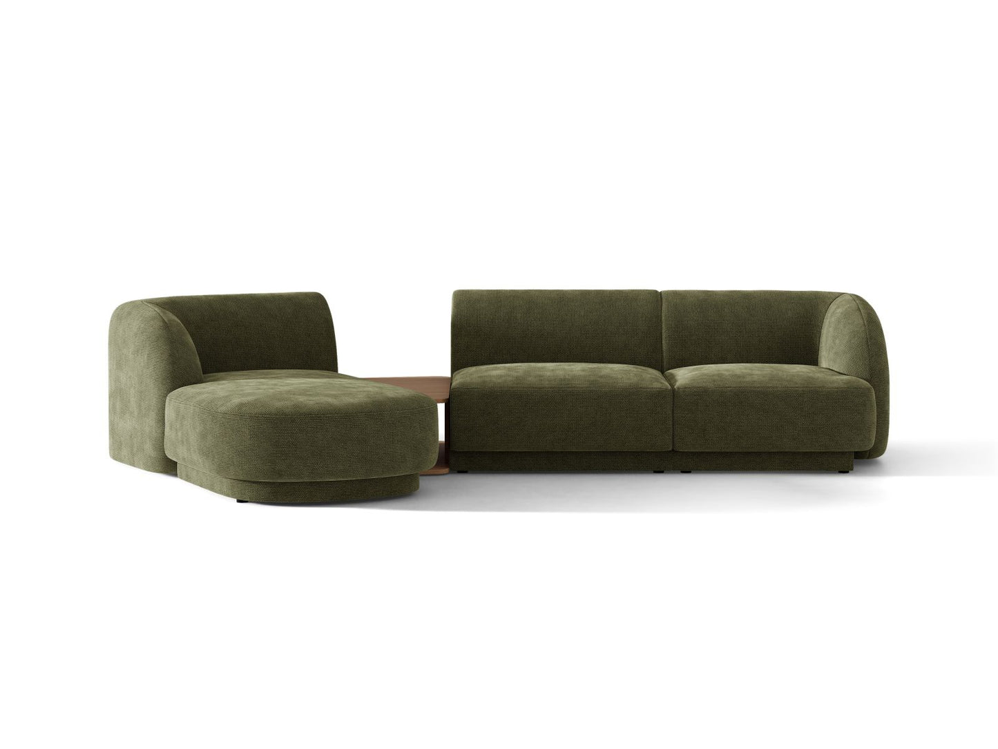 Miley — Sofa Green (Eden 12 Olive) Black Plastic Left