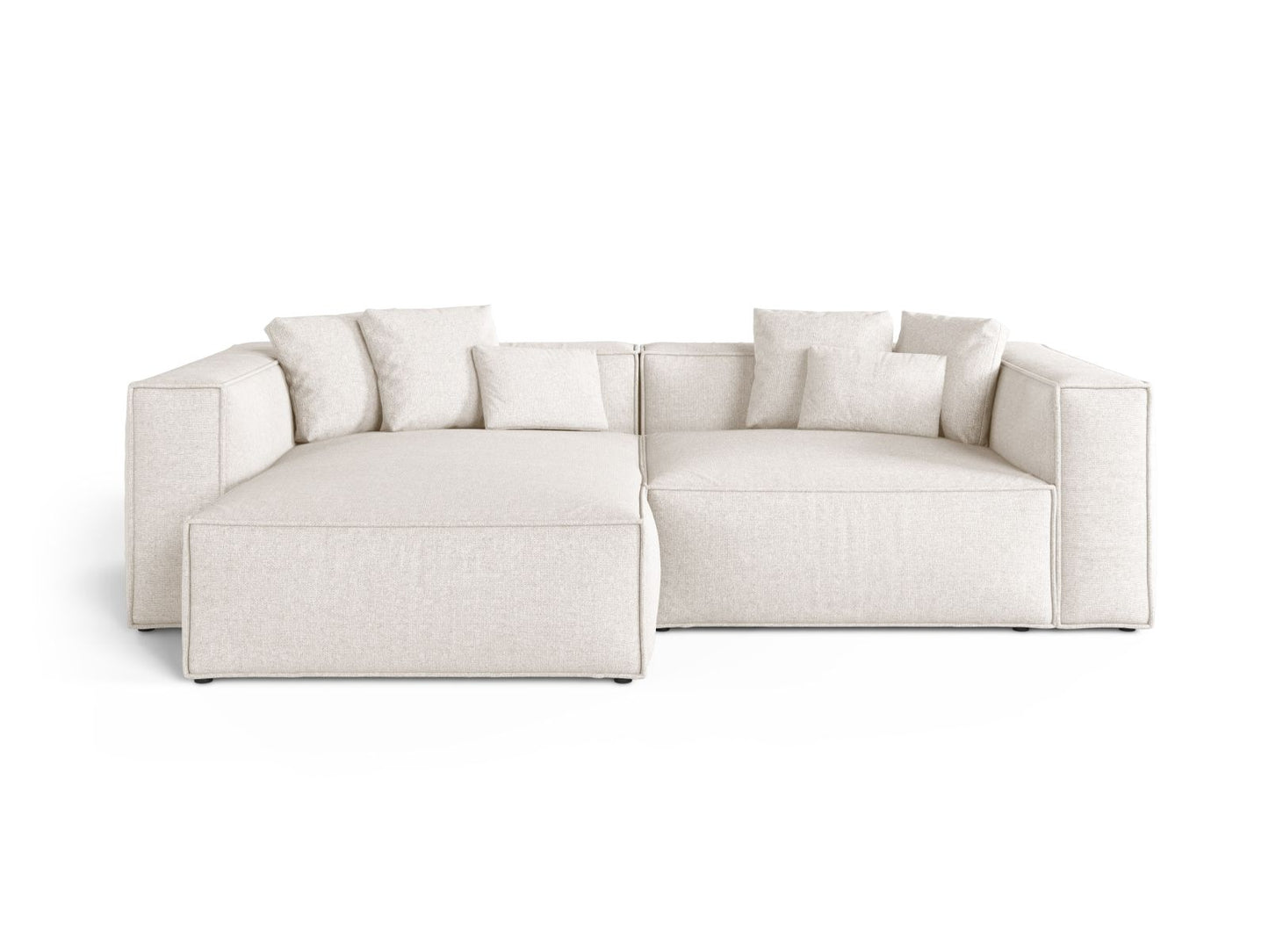 Aveiro — Corner Sofa Light Beige (Eden 2 Pearl) Black Plastic Left