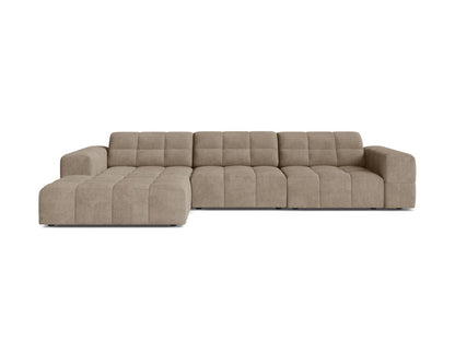 Jennifer — Corner Sofa Dark Beige (Eden 4 Beige) Black Plastic Left