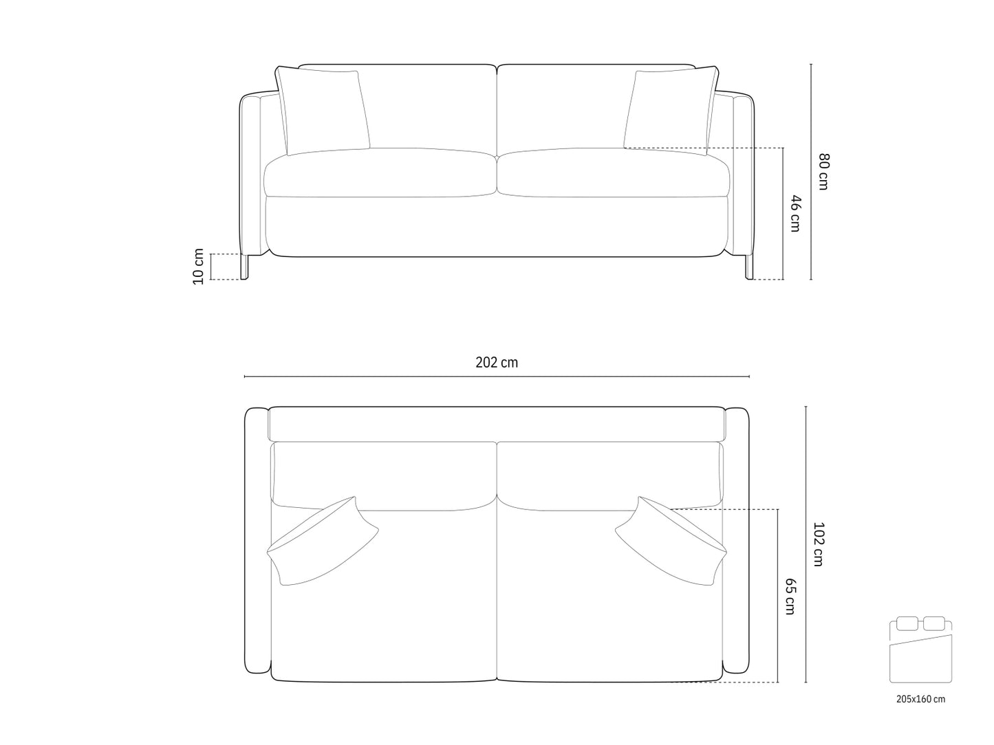 Gloria — Sofa (206x102x88 cm)