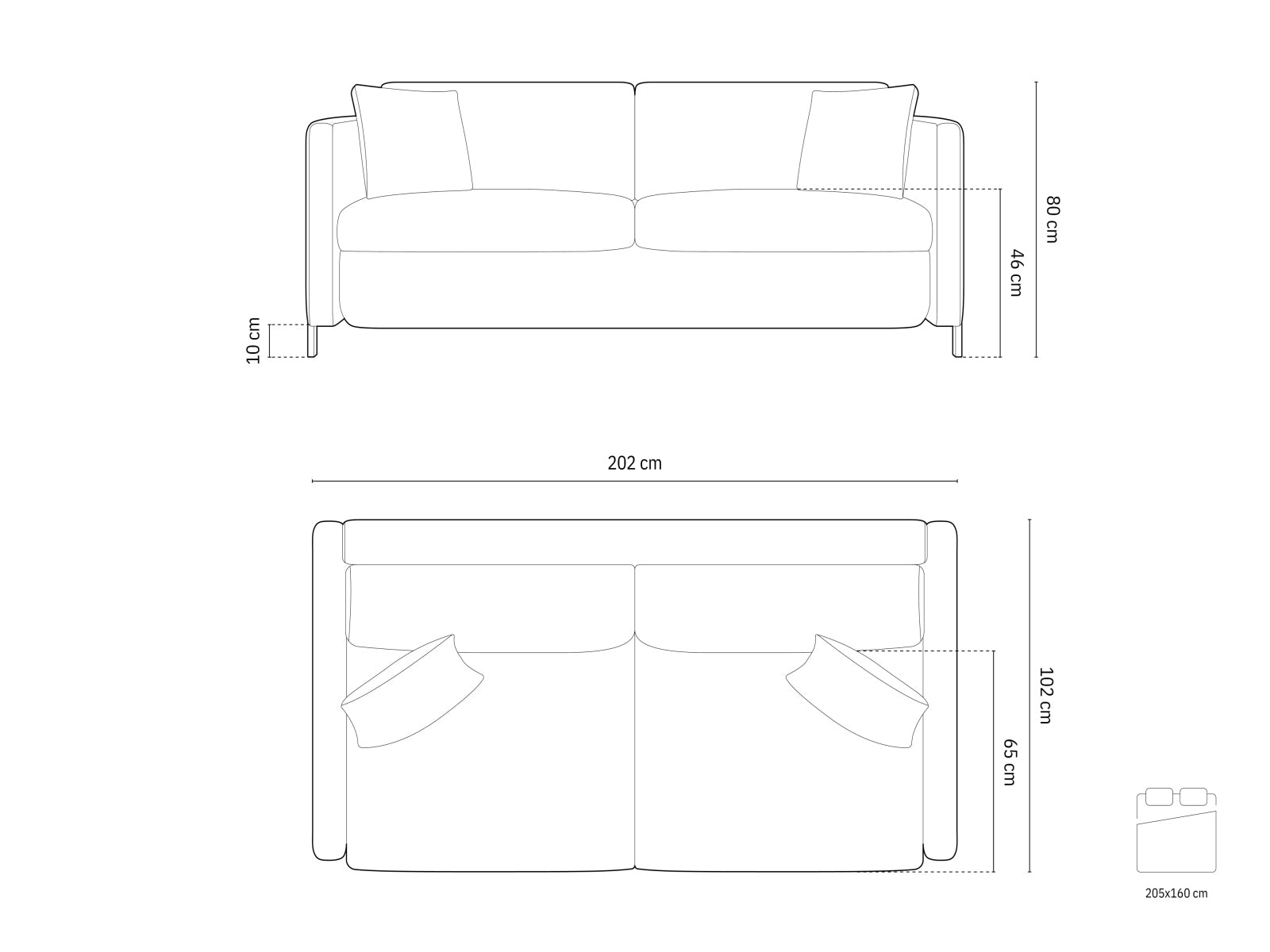 Gloria — Sofa (206x102x88 cm)