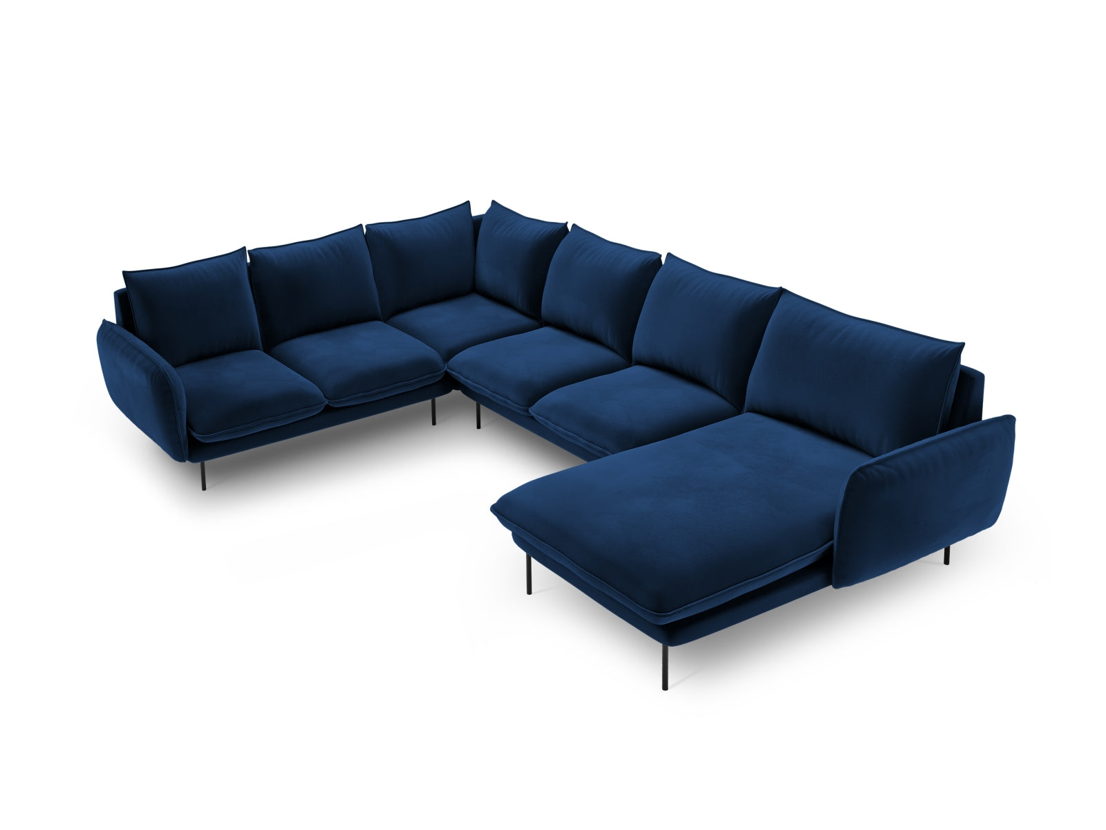 Vienna — Panoramic nurgadiivan Royal Blue (Bluvel 86) must metall vasak