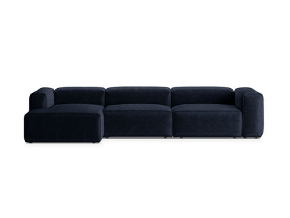 Bergamo — Corner Sofa Navy Blue (Perla 40) Black Plastic Left