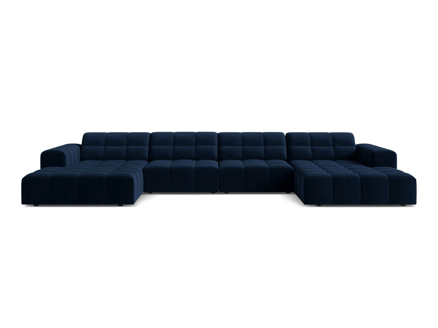 Jennifer — Panoramic Sofa Royal Blue (Bluvel 86) Black Plastic
