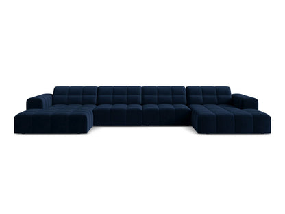 Jennifer — Panoramic Sofa Royal Blue (Bluvel 86) Black Plastic