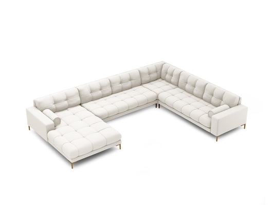 Bali — Panoramic Corner Sofa Light Beige (Neve 02) Gold Metal Right