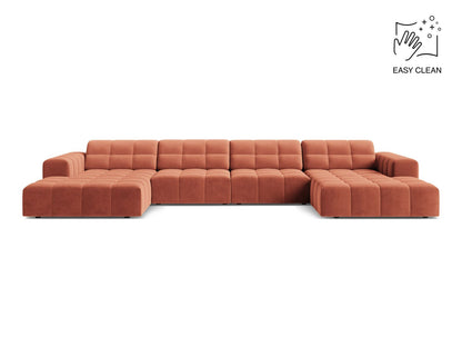 Jennifer — Panoramic Sofa Coral (Venus 2933) Black Plastic
