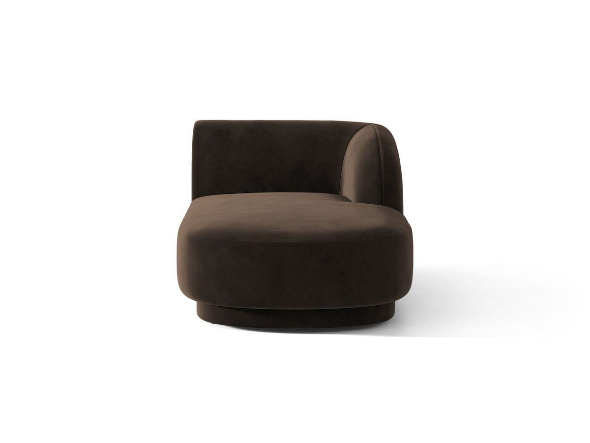 Miley — Chaise Longue Dark Brown (Bluvel 48) Black Plastic Right