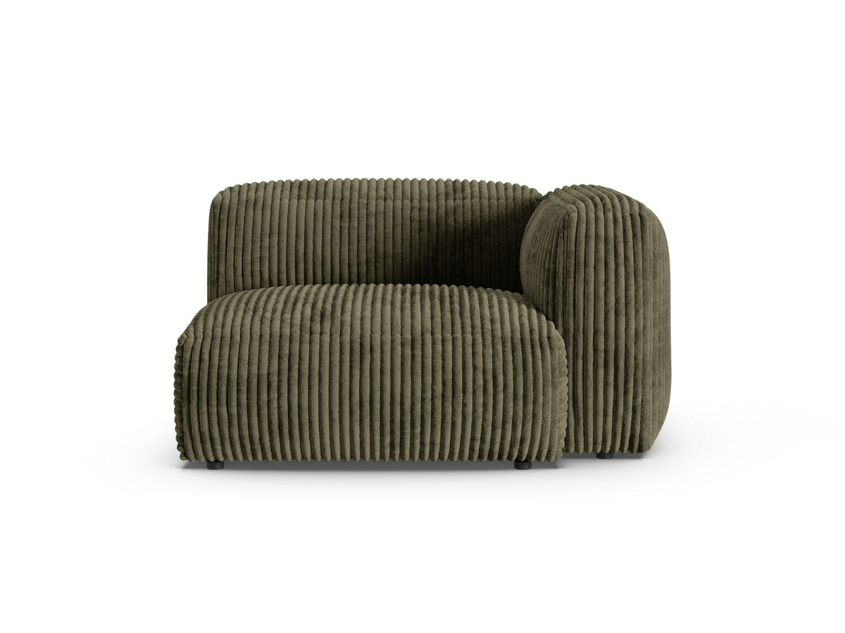 Martina — Modular Sofa Moss Green (Tilia 37) Black Plastic Right