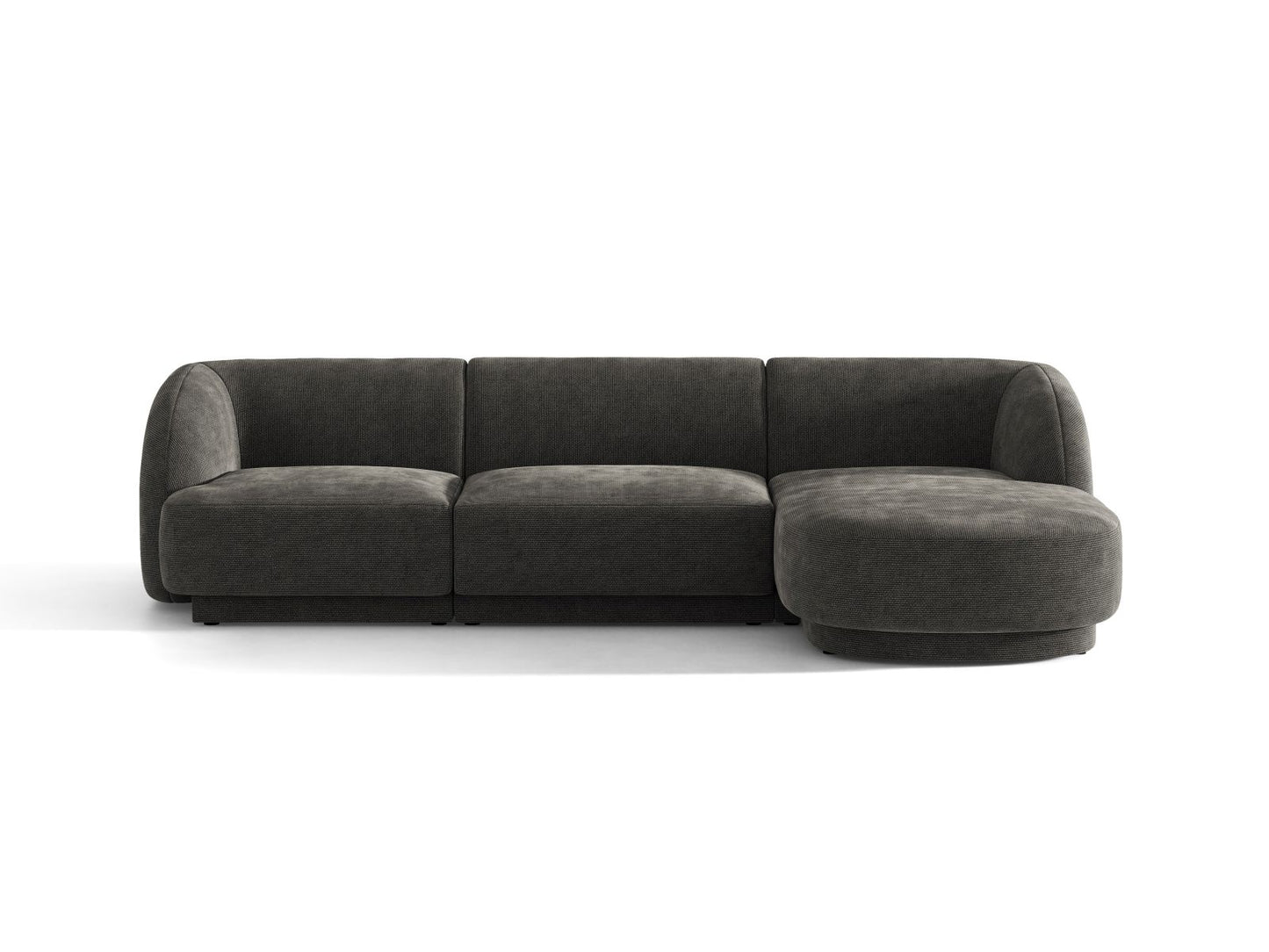 Miley — Corner Sofa Dark Grey (Eden 20 Graphite) Black Plastic Right
