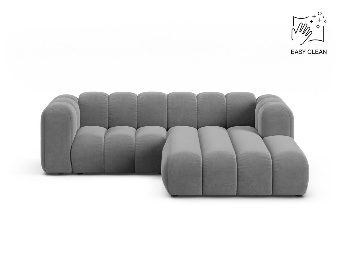 Lupine — Corner Sofa Light Grey (Venus 2929) Black Plastic Right