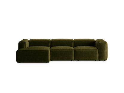 Bergamo — Corner Sofa Green (Perla 60) Black Plastic Left