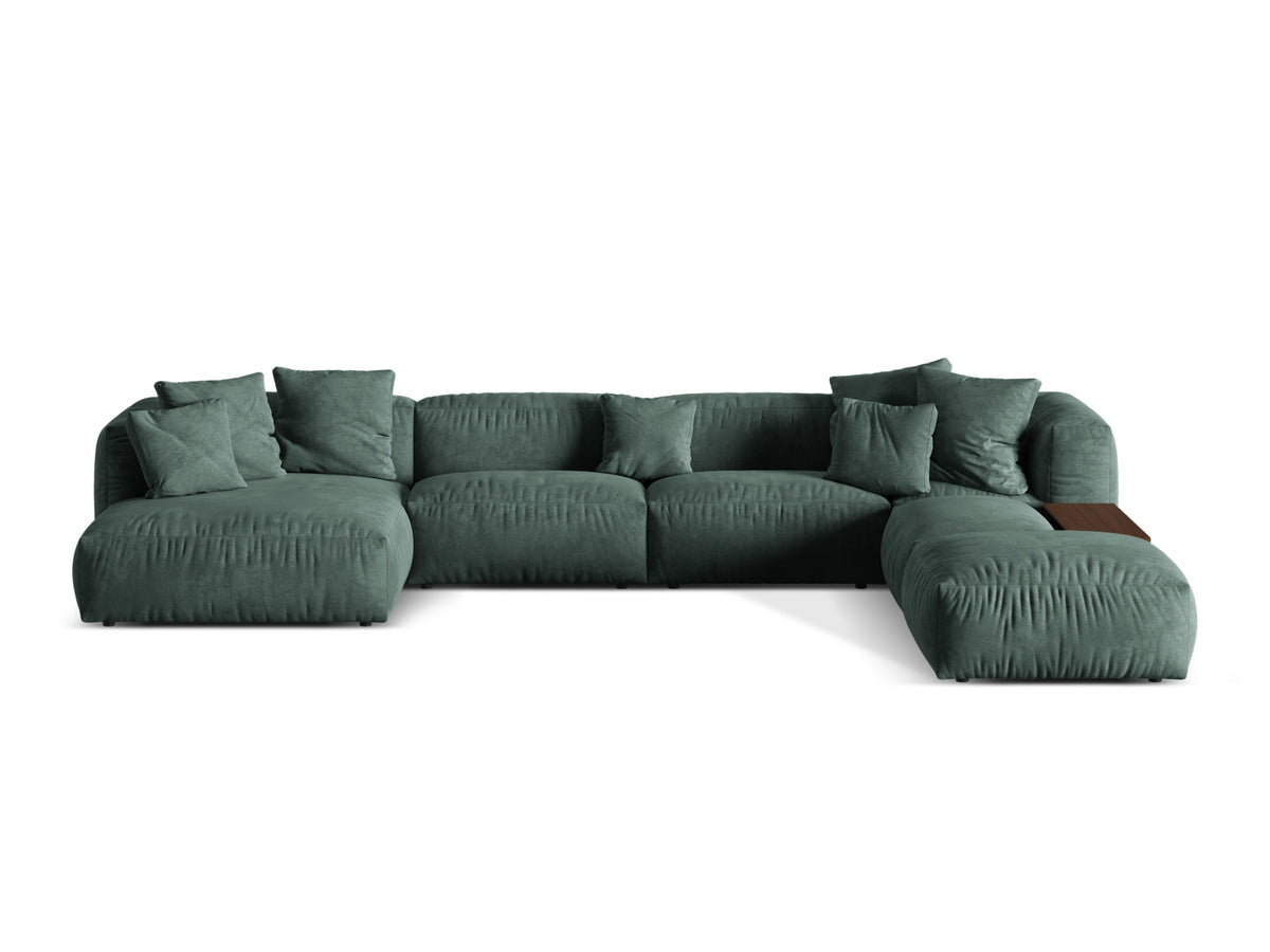 Martina — Panoramic Sofa Petrol (Vogue 12) Black Plastic Right