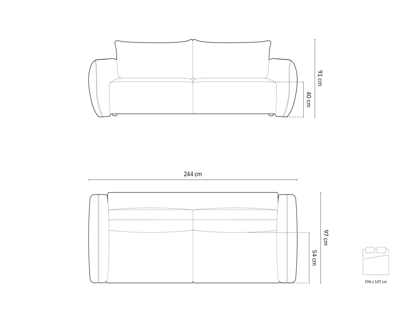 Kaelle — Sofa (244x97x91 cm)