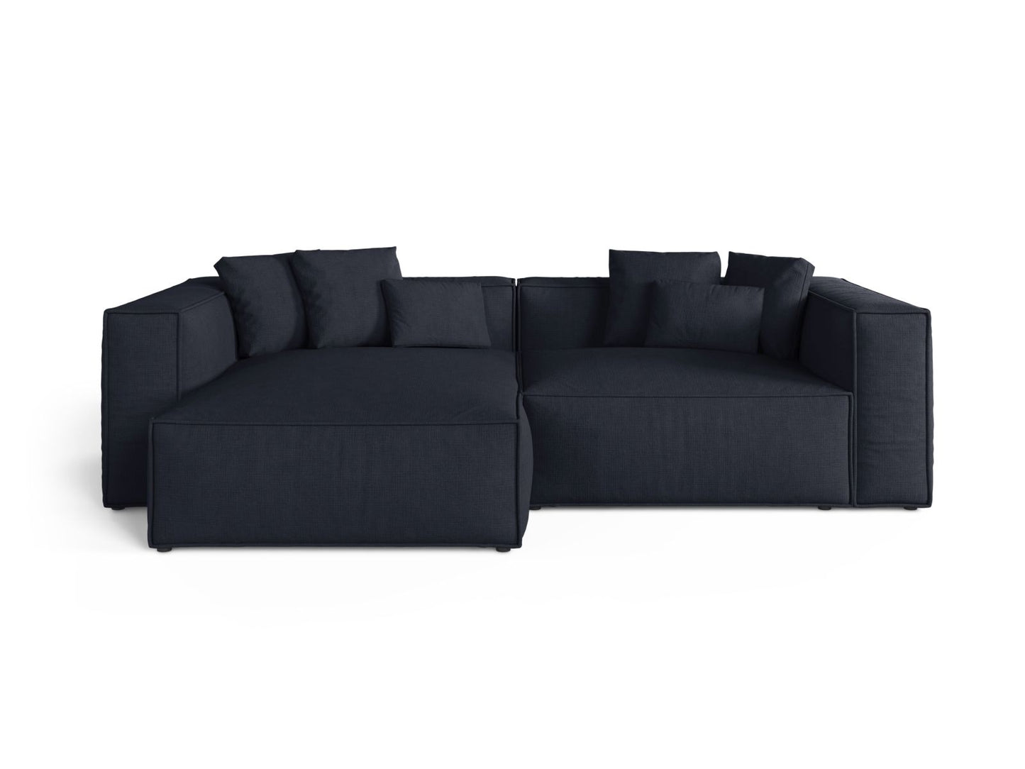 Aveiro — Corner Sofa Navy Blue (Liberty 15) Black Plastic Left