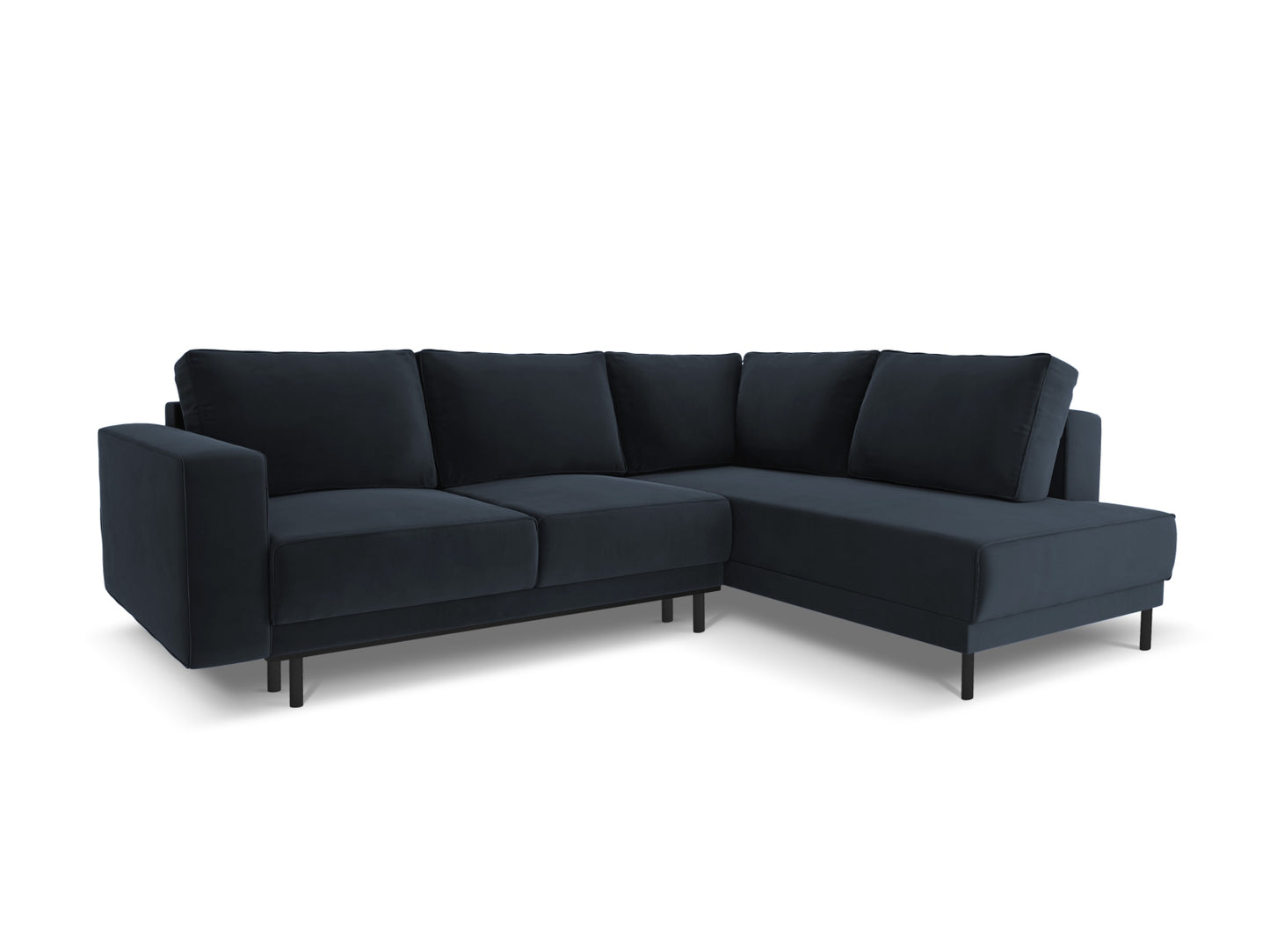 Caro — Corner Sofa Dark Blue (Bluvel 89) Black Beech Wood Right